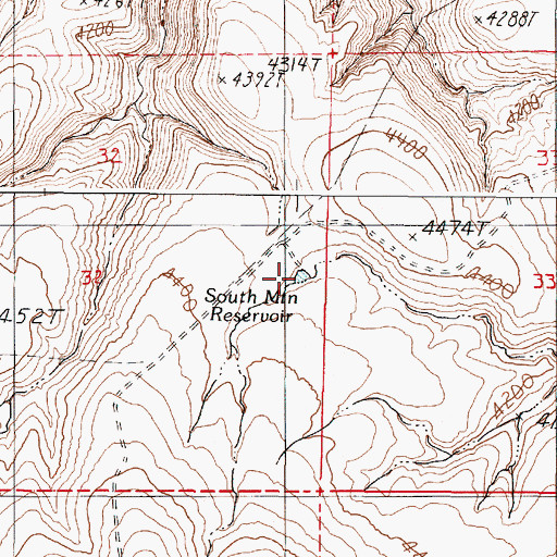 Topographic Map of South Mountain Reservoir, OR