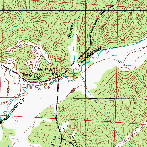 Topographic Map of Browns Branch, AL