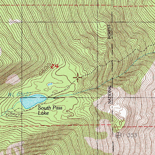 Topographic Map of South Pass Lake Trail, OR