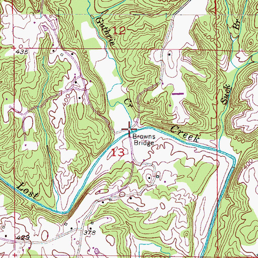 Topographic Map of Browns Bridge, AL