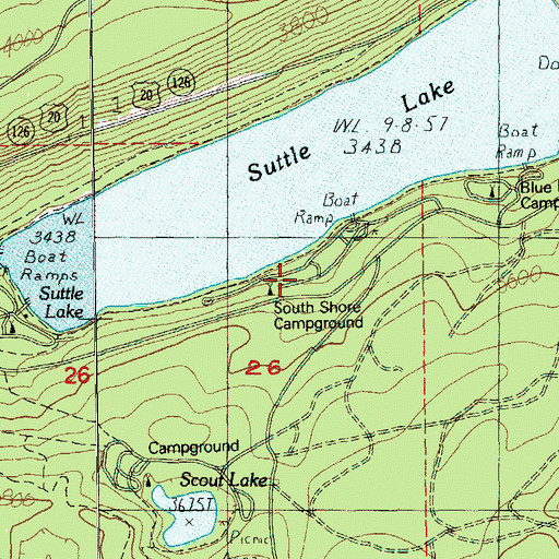 Topographic Map of South Shore Recreation Site, OR