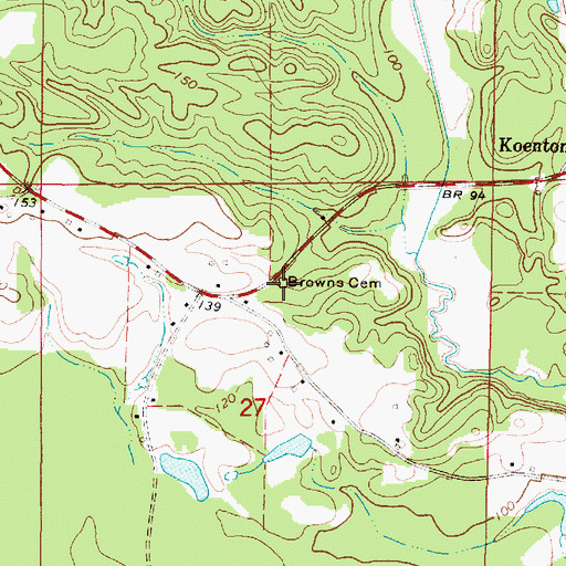 Topographic Map of Browns Cemetery, AL