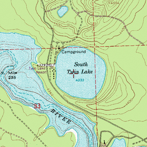 Topographic Map of South Twin Lake, OR