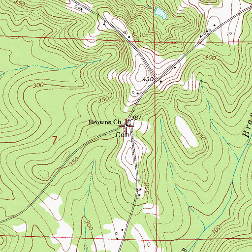 Topographic Map of Browns United Methodist Church, AL