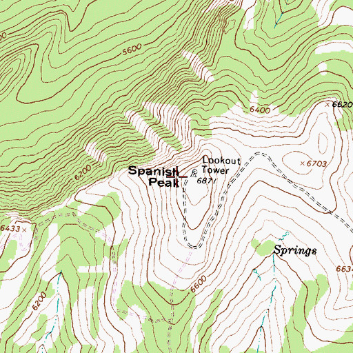 Topographic Map of Spanish Peak, OR