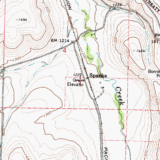 Topographic Map of Sparks, OR
