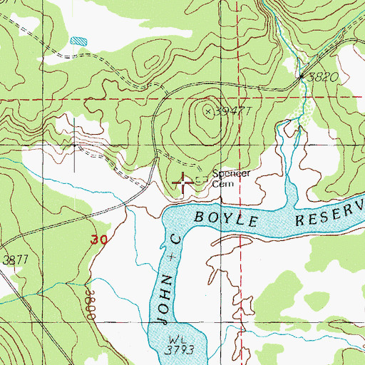 Topographic Map of Spencer Cemetery, OR