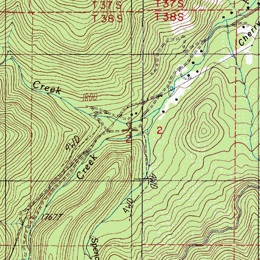 Topographic Map of Spencer Creek, OR