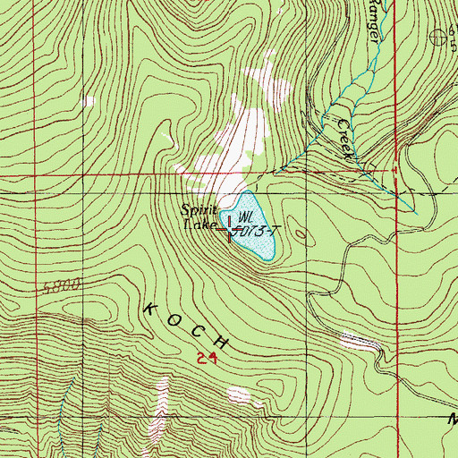 Topographic Map of Spirit Lake, OR