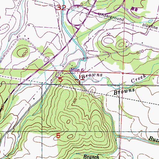 Topographic Map of Browns Creek, AL