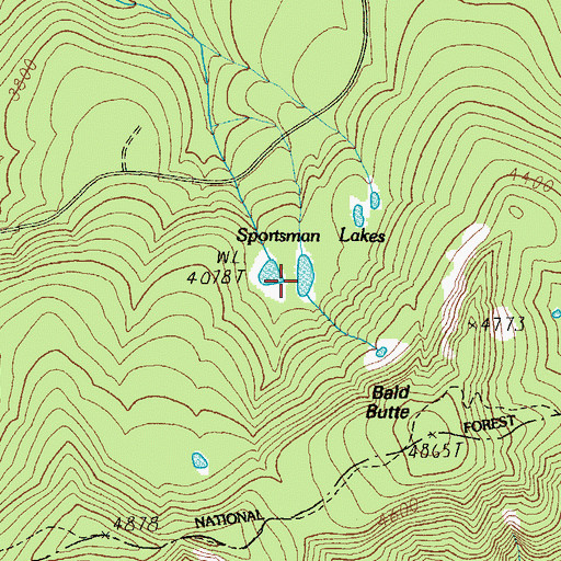 Topographic Map of Sportsman Lakes, OR