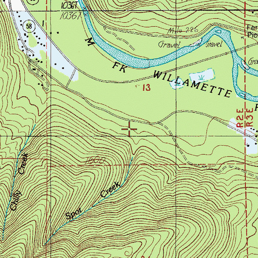 Topographic Map of Spot Creek, OR