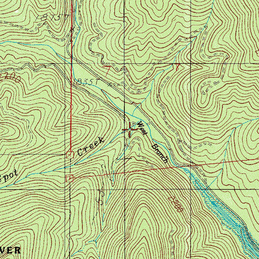Topographic Map of Spot Creek, OR