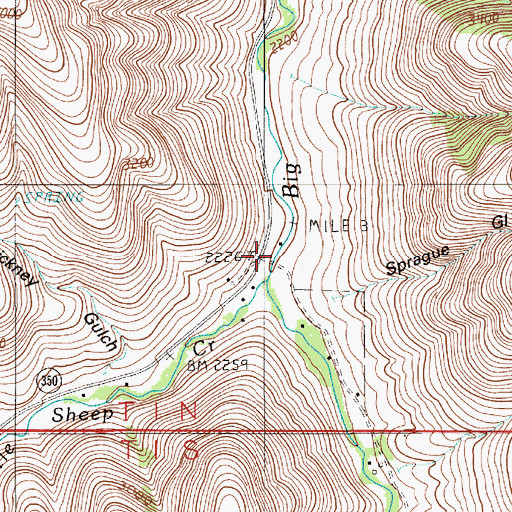 Topographic Map of Sprague Gulch, OR