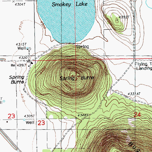 Topographic Map of Spring Butte, OR
