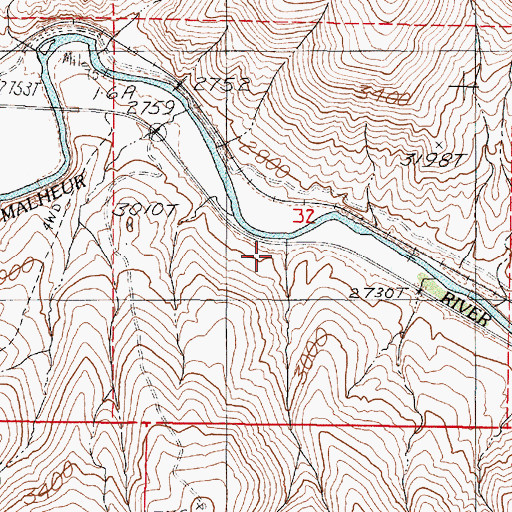Topographic Map of Spring Creek, OR
