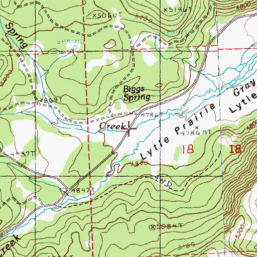 Topographic Map of Spring Creek, OR