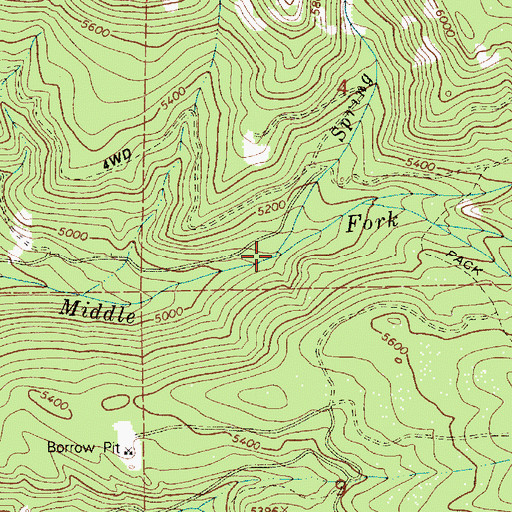 Topographic Map of Spring Creek, OR