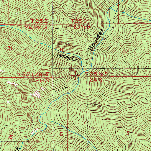 Topographic Map of Spring Creek, OR