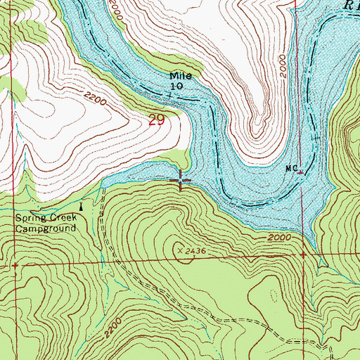 Topographic Map of Spring Creek, OR