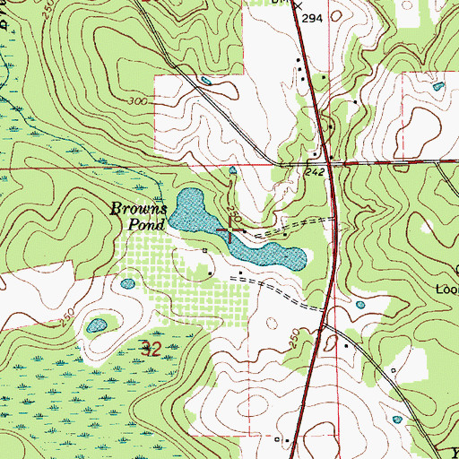 Topographic Map of Browns Pond, AL
