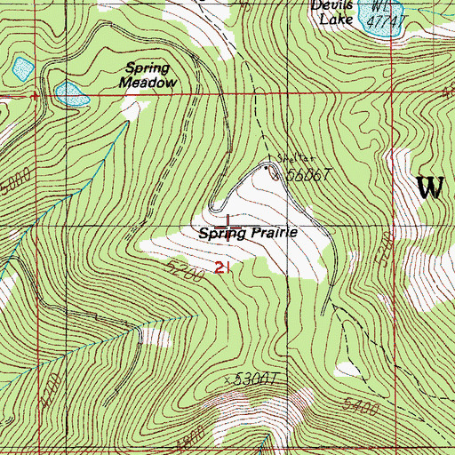 Topographic Map of Spring Prairie, OR