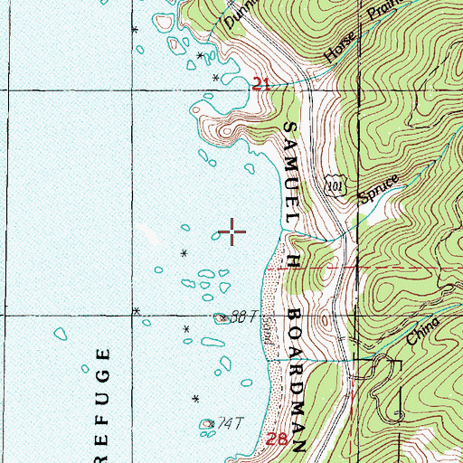 Topographic Map of Spruce Creek, OR