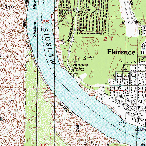 Topographic Map of Spruce Point, OR