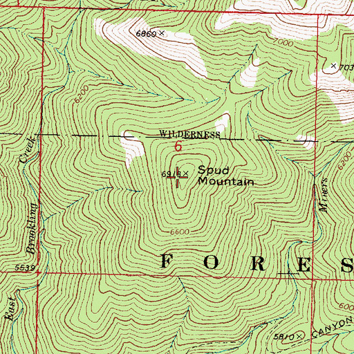 Topographic Map of Spud Mountain, OR