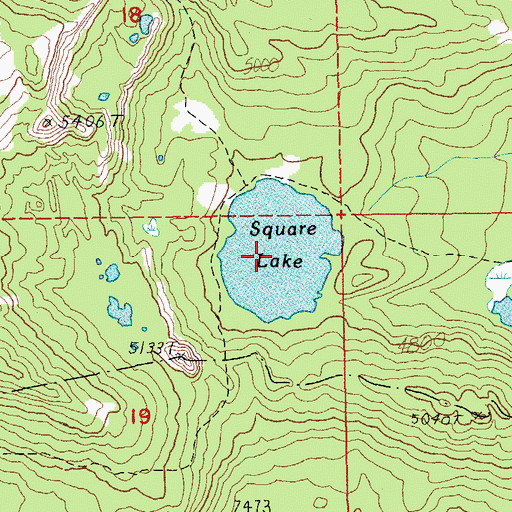 Topographic Map of Square Lake, OR