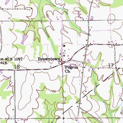 Topographic Map of Browntown, AL