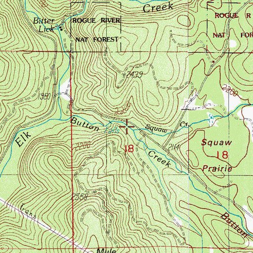Topographic Map of Squaw Creek, OR