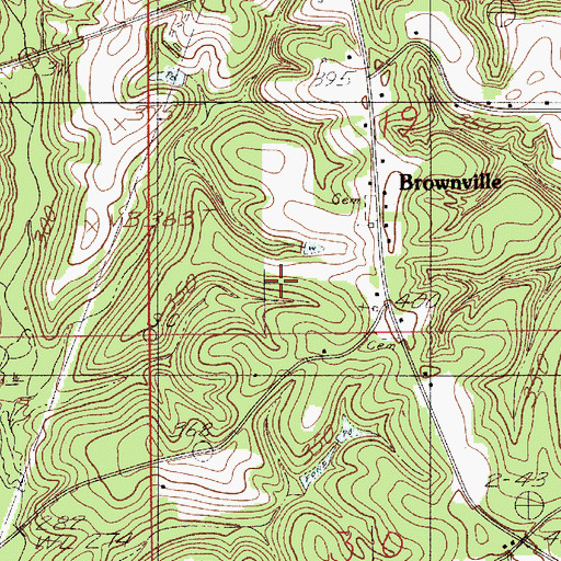 Topographic Map of Brownville, AL
