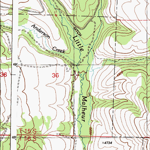 Topographic Map of Mona Creek, OR