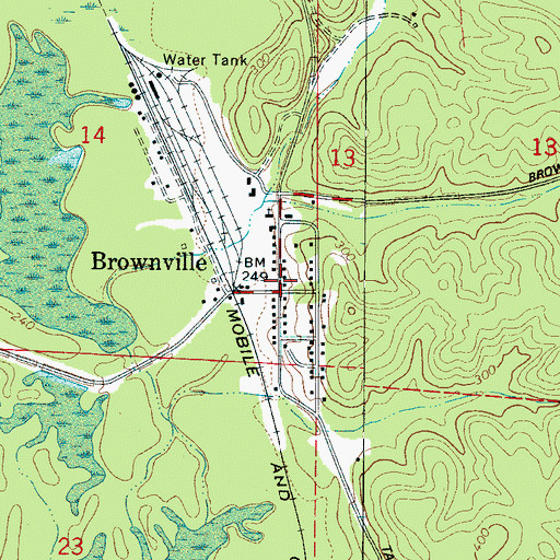 Topographic Map of Brownville, AL