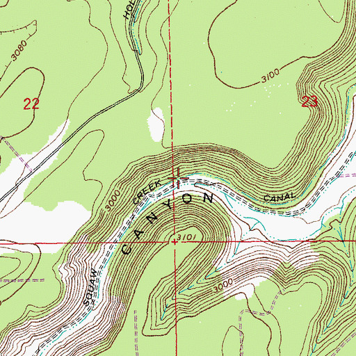 Topographic Map of Three Sisters Canal, OR
