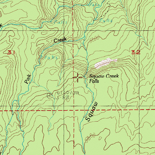 Topographic Map of Upper Chush Falls, OR