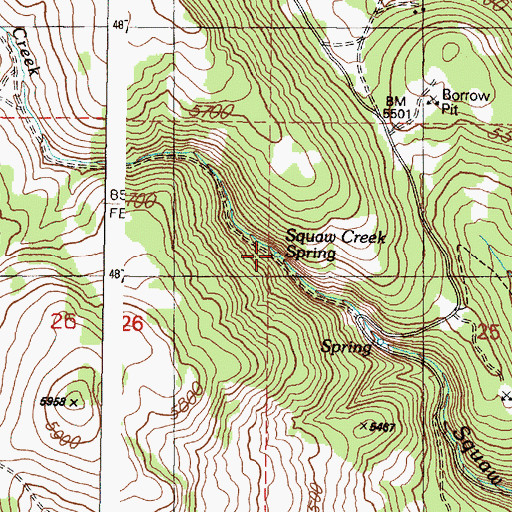 Topographic Map of Se-ng abi Huudi Creek Spring, OR