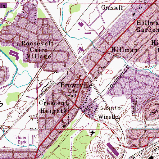 Topographic Map of Brownville, AL