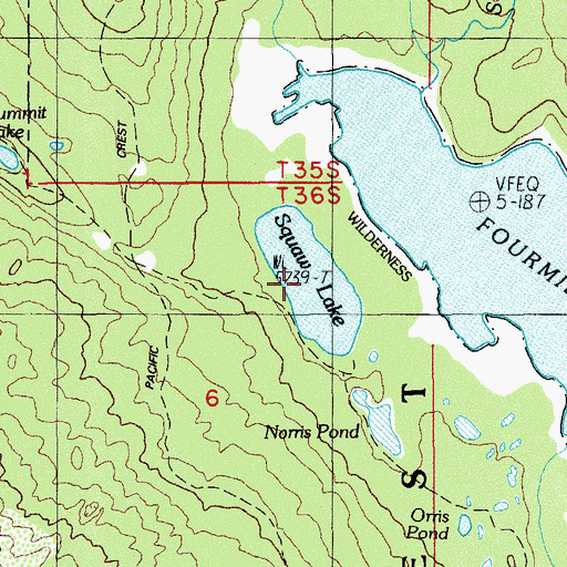 Topographic Map of Squaw Lake, OR