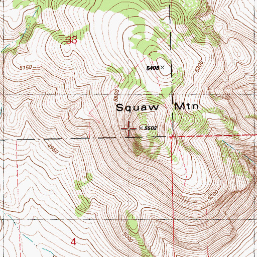 Topographic Map of Moohoo'oo Mountain, OR