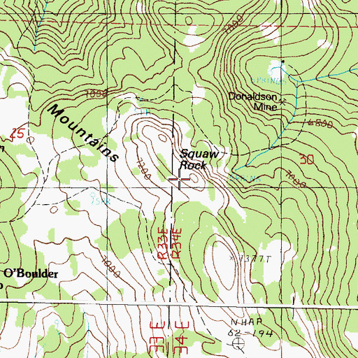 Topographic Map of Donaldson Rock, OR