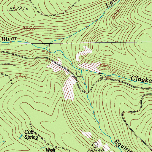 Topographic Map of Squirrel Creek, OR