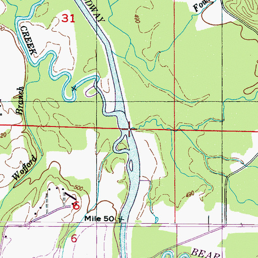 Topographic Map of Brumley Branch, AL