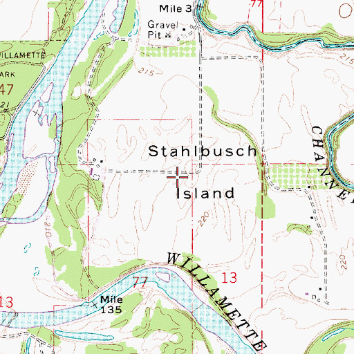 Topographic Map of Stahlbusch Island, OR