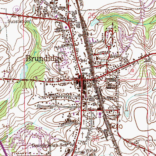 Topographic Map of Brundidge, AL