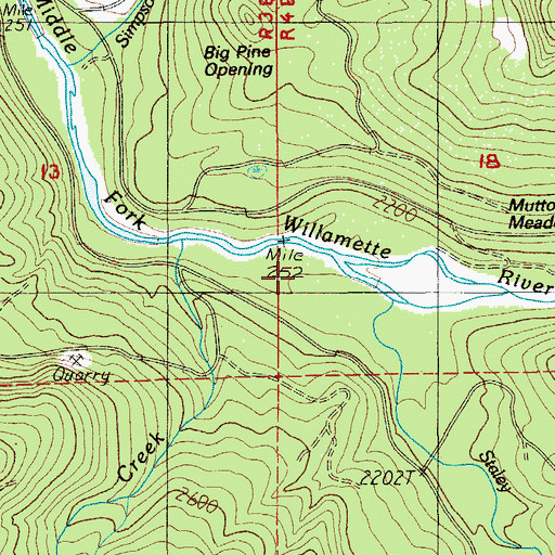 Topographic Map of Staley Creek, OR