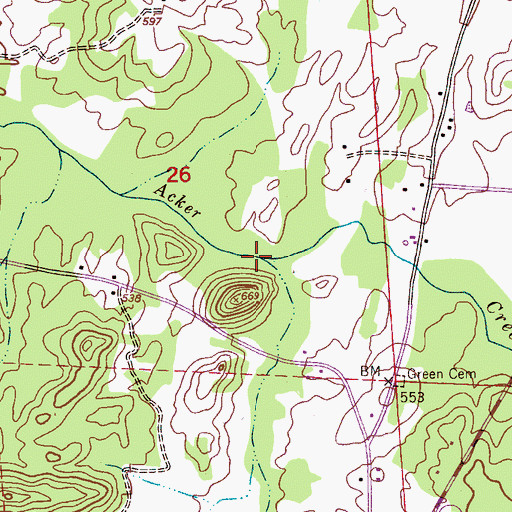 Topographic Map of Bruner Creek, AL