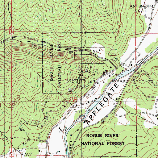 Topographic Map of Applegate Ranger Station, OR