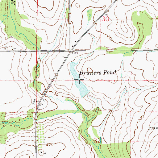 Topographic Map of Bruners Pond, AL